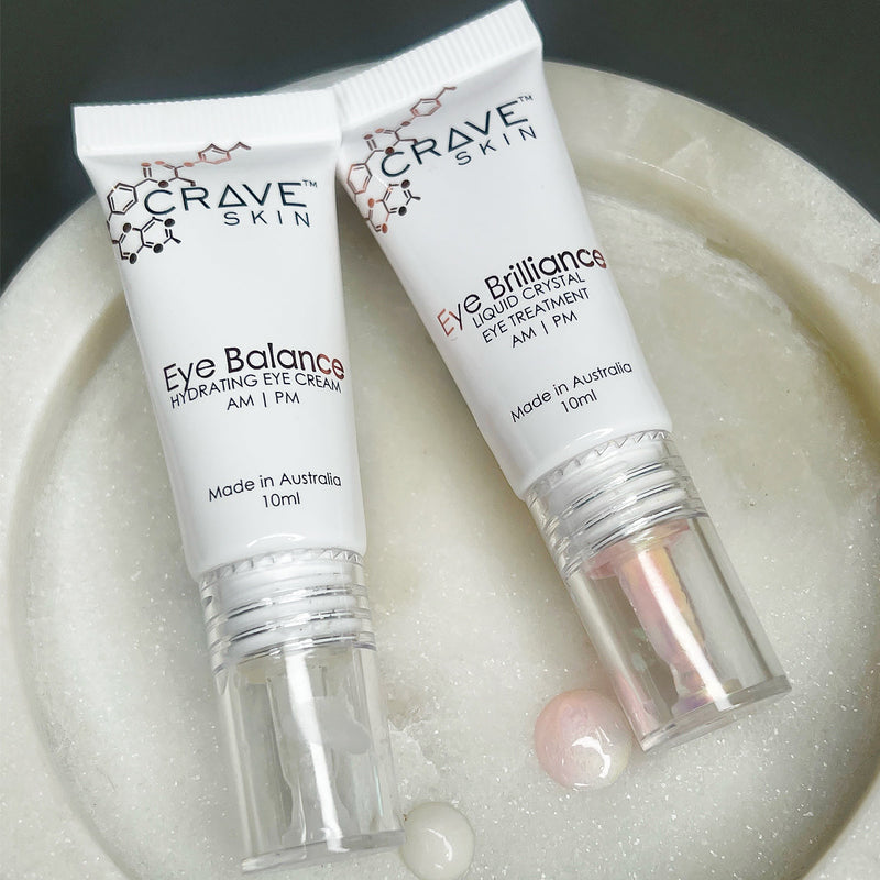 Crave skin eyecreams eye balance and eye brilliance cosmeceutical skincare products made for australian skin retail and wholesale