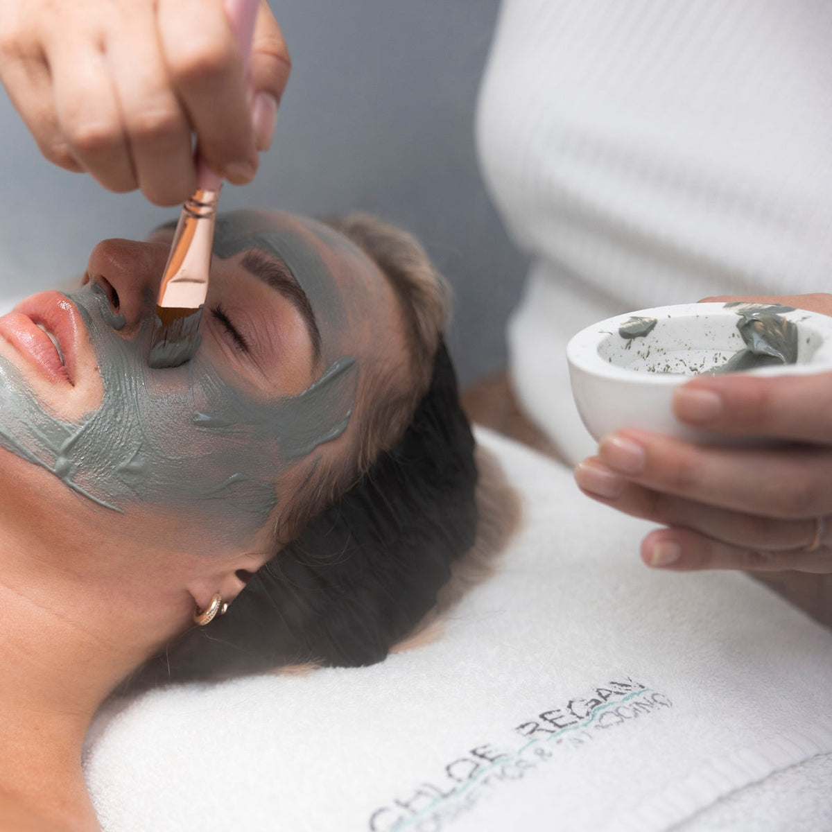 crave skins founder chloe regan applying crave skin products at chloe regan cosmetic clinic Noosaville sunshine coast qld