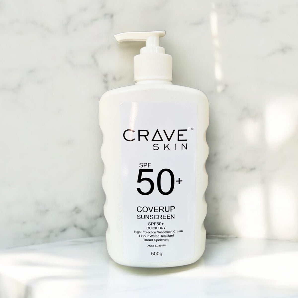crave skin SPF 50+ Sunscreen 500g 4 hours water resistant coverup sunscreen  cosmeceutical skincare product made for australian skin qld retail and wholesale available