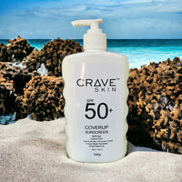 crave skin coverup sunscreen high protection SPF 50+ Sunscreen 500g cosmeceutical skincare product made for australian skin retail and wholesale available
