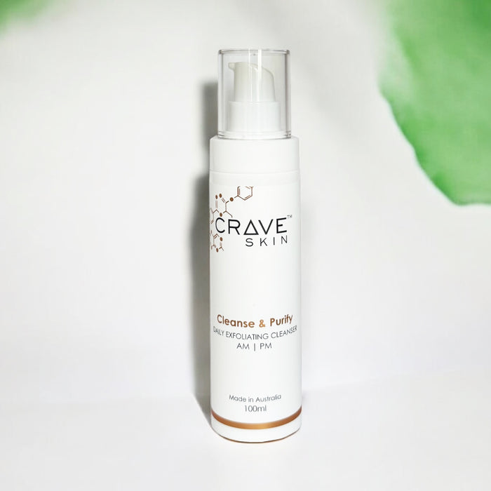 cleanse and purify daily exfoliating cleanser crave skin best cosmeceutical skincare brand, wholesale and retail available australia wide