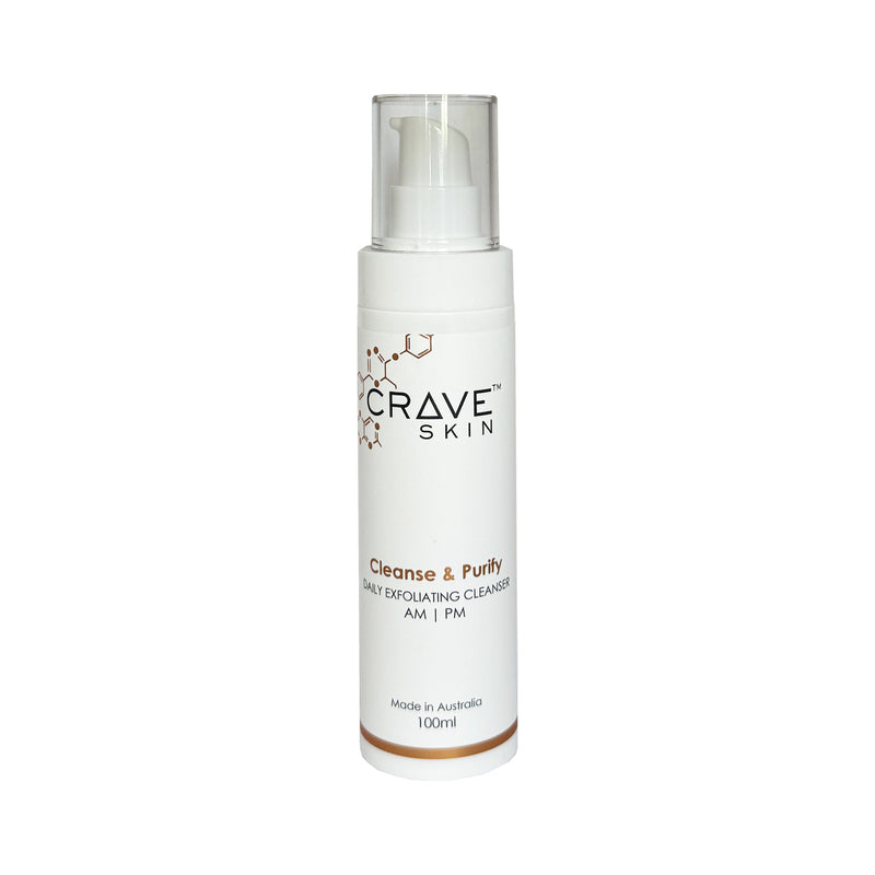 cleanse and purify daily exfoliating cleanser crave skin cosmeceutical skincare products made in Australia for retail and wholesale customers