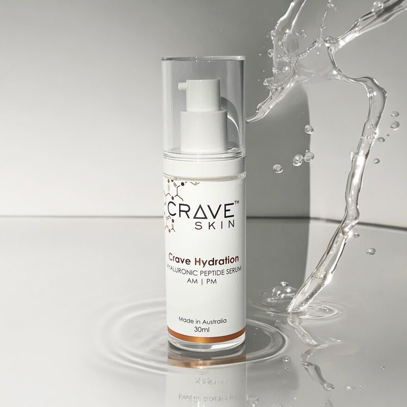 crave hydration hyaluronic peptide serum 30ml by crave skin Australian cosmeceutical skincare products for retail and wholesale customers shipped for sunshine coast qld