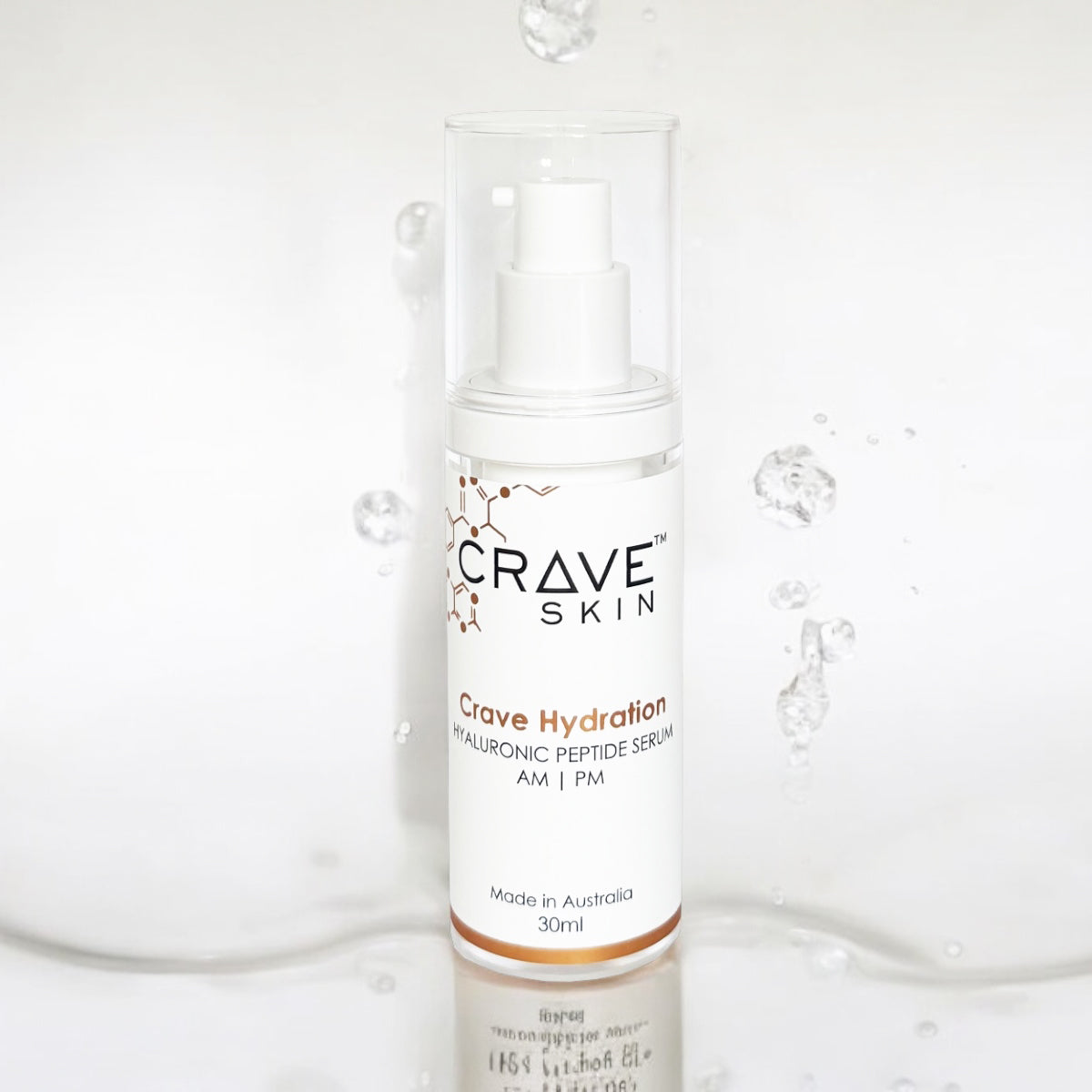 crave hydration hyaluronic peptide serum 30ml by crave skin cosmeceutical skincare brand made for australian skin, wholesale and retail customers