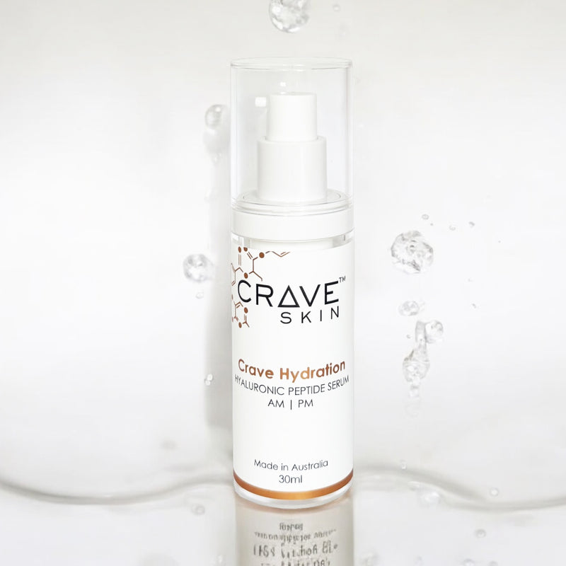 crave hydration hyaluronic peptide serum 30ml by crave skin cosmeceutical skincare brand made for australian skin, wholesale and retail customers