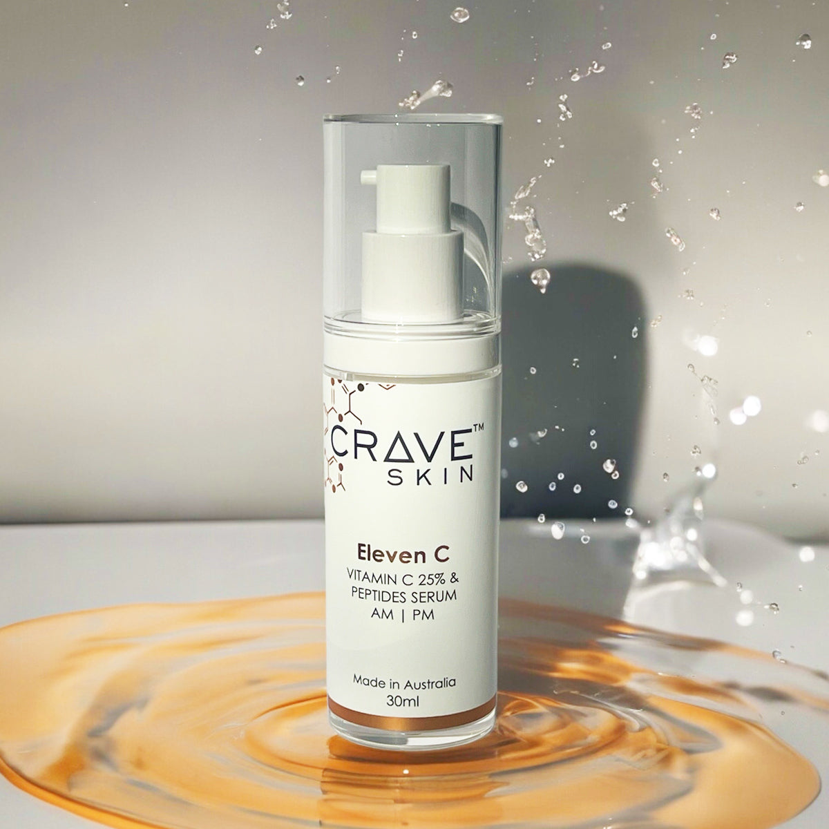 eleven c vitamin c peptides serum 30ml by crave skin Australian cosmeceutical skincare brand producing the bestskin care product for Australian skin, retail and wholesale customers