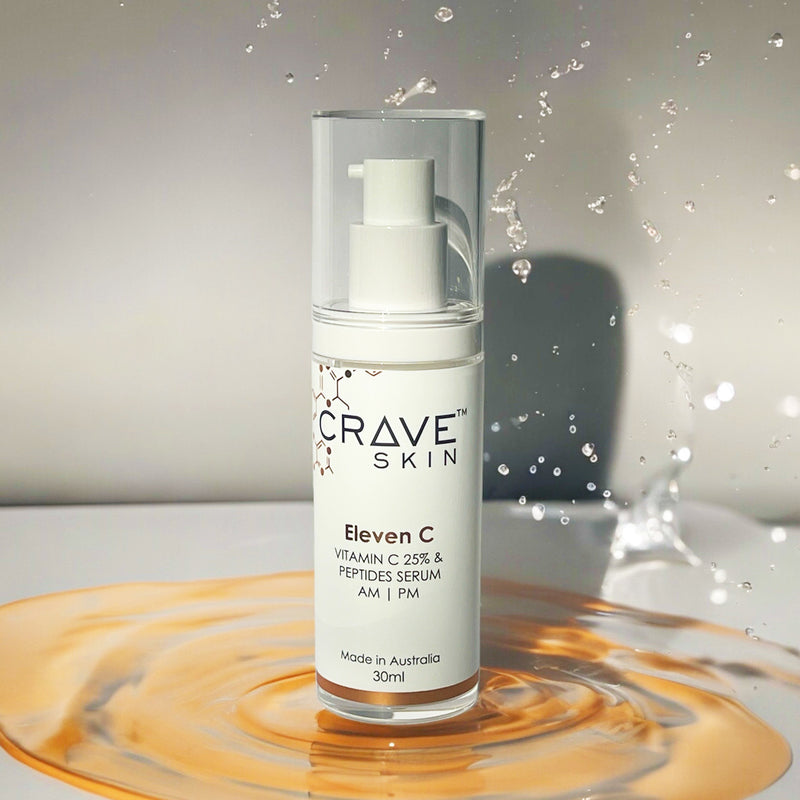 eleven c vitamin c peptides serum 30ml by crave skin Australian cosmeceutical skincare brand producing the bestskin care product for Australian skin, retail and wholesale customers