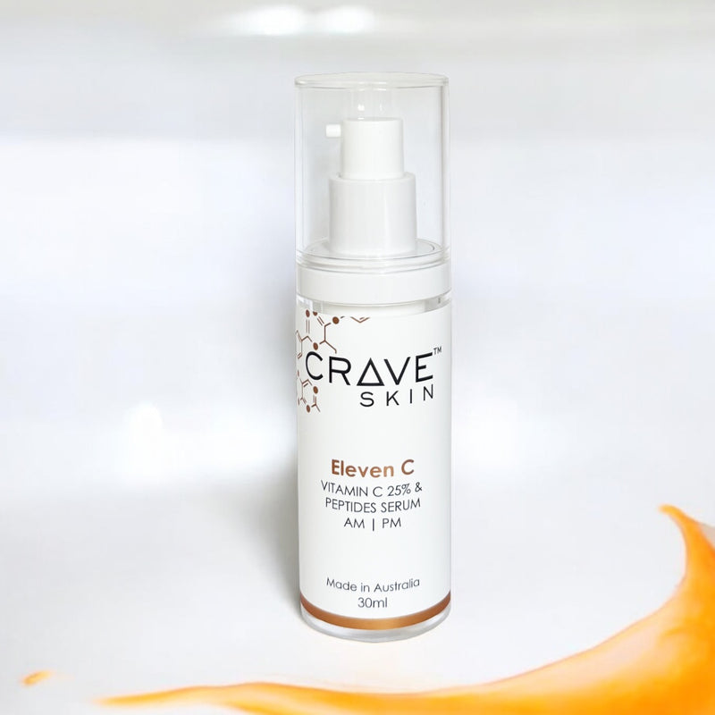 eleven c vitamin c peptides serum 30ml by crave skin best cosmeceutical skincare products made for australian skin for retail and wholesale shipped from sunshine coast qld