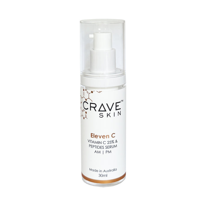 eleven c vitamin c peptides serum 30ml by crave skin best cosmeceutical skincare products made for australian skin for wholesale and retail customers