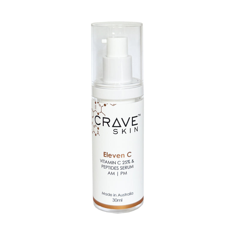eleven c vitamin c peptides serum 30ml by crave skin best cosmeceutical skincare products made for australian skin for wholesale and retail customers
