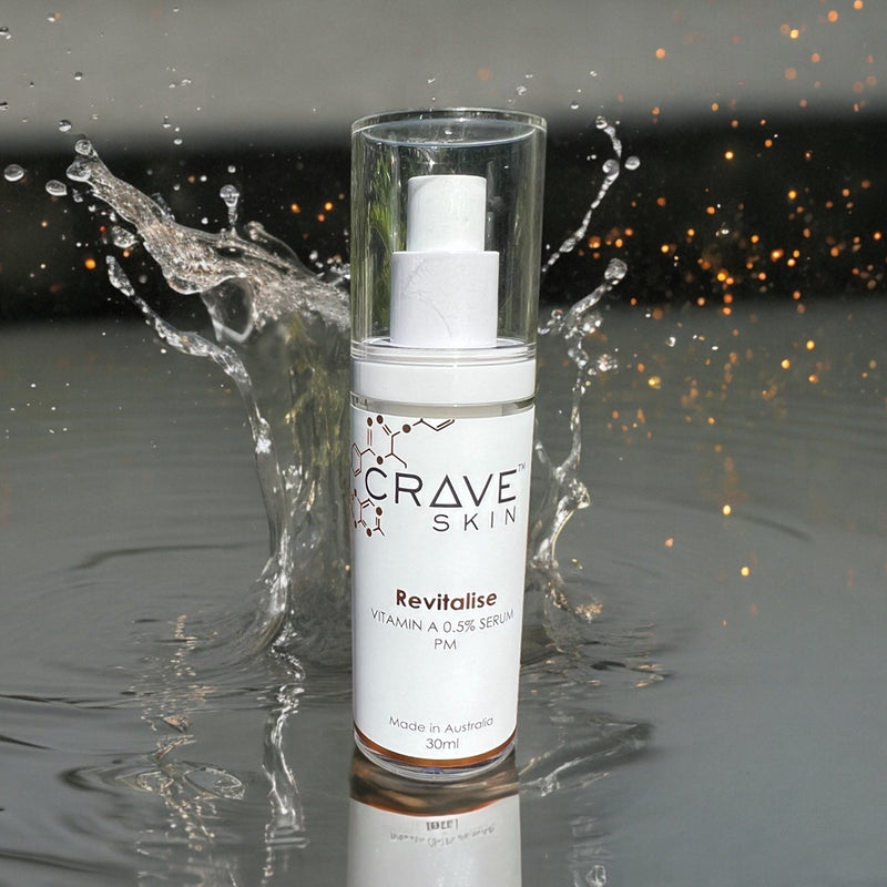 revitalise vitamin A 0.5% serum by crave skin premium cosmeceutical skincare products made in Australia, wholesale and retail available