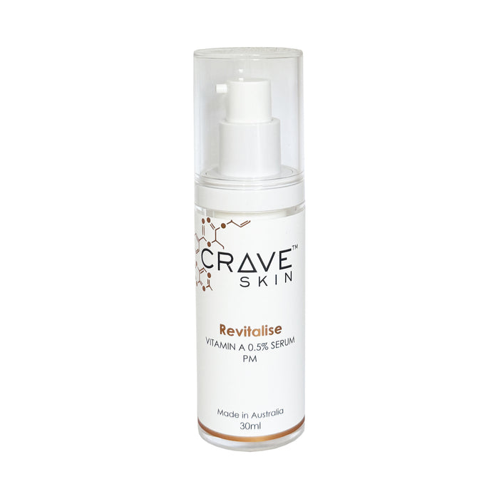 revitalise vitamin A 0.5% serum by crave skin best premium cosmeceutical skincare made right here in australia for retail and wholesale customers 